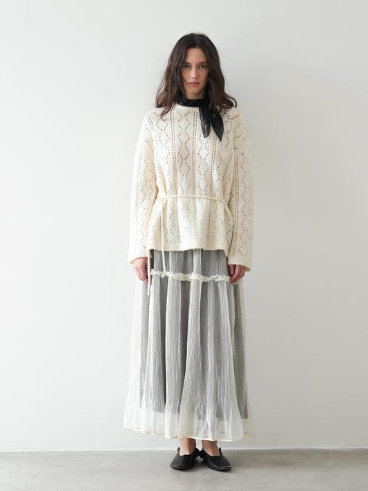 Veil Lace-Trim Tulle Skirt