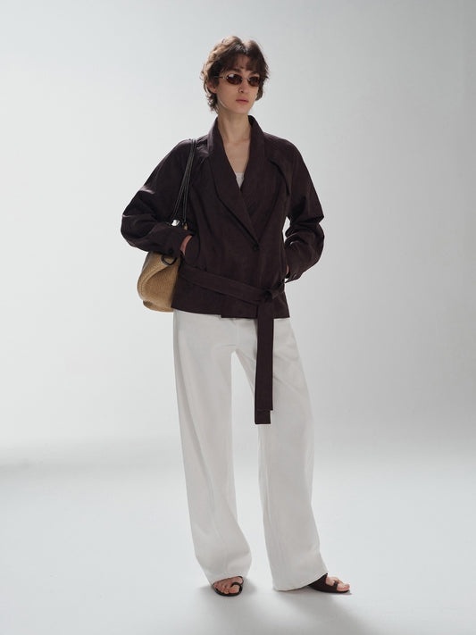 Suede Wrap Blazer