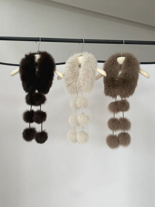 Fox-Fur Pom Scarf