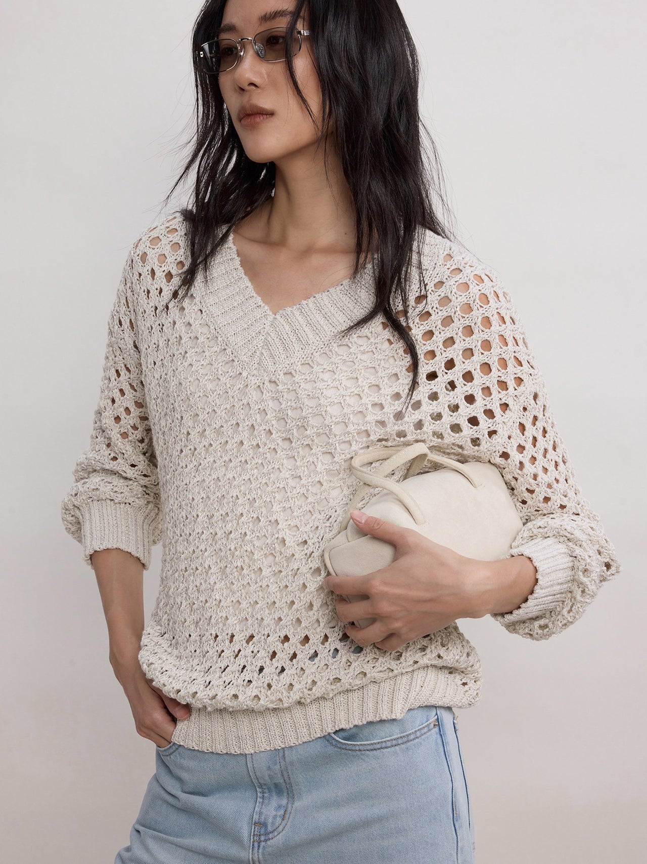 Lattice V-Neck Knit