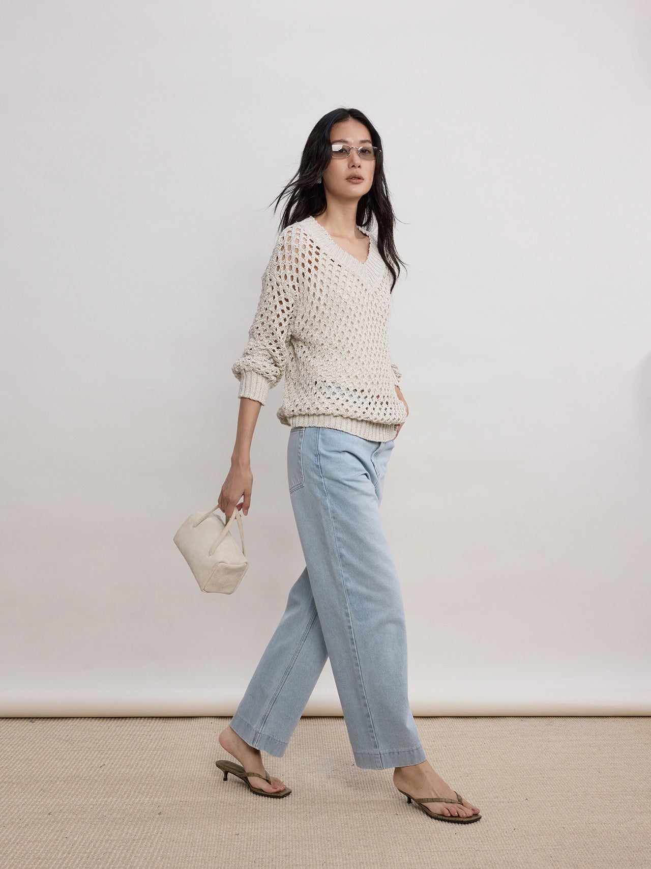 Lattice V-Neck Knit