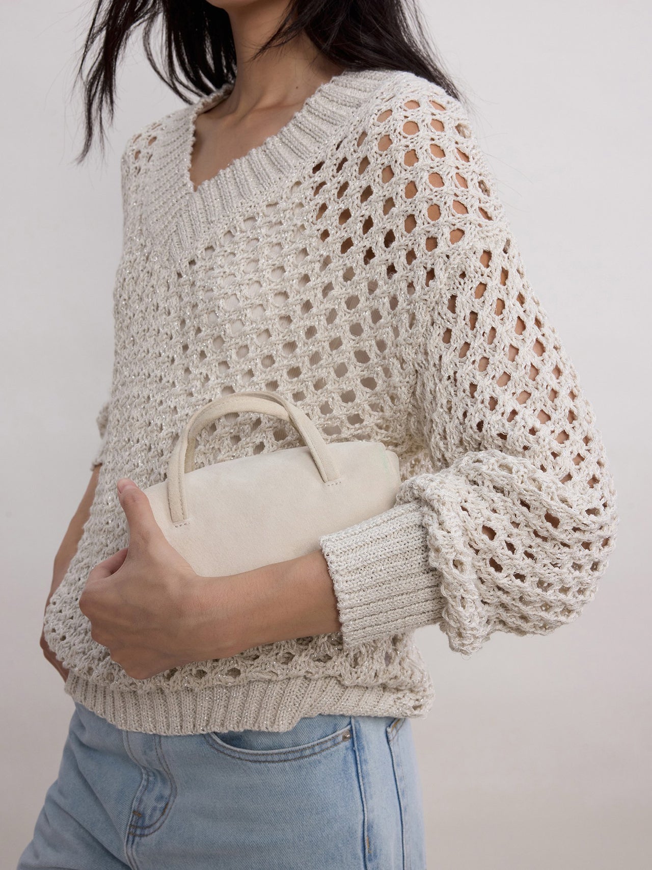 Lattice V-Neck Knit