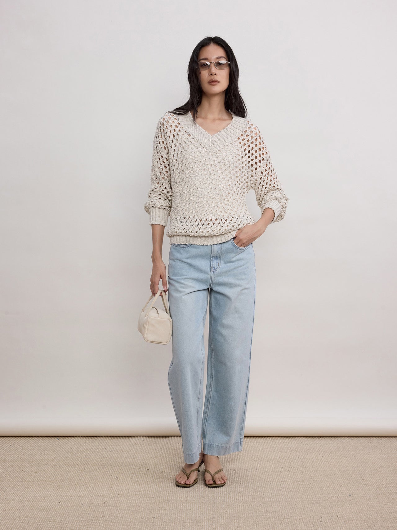 Lattice V-Neck Knit