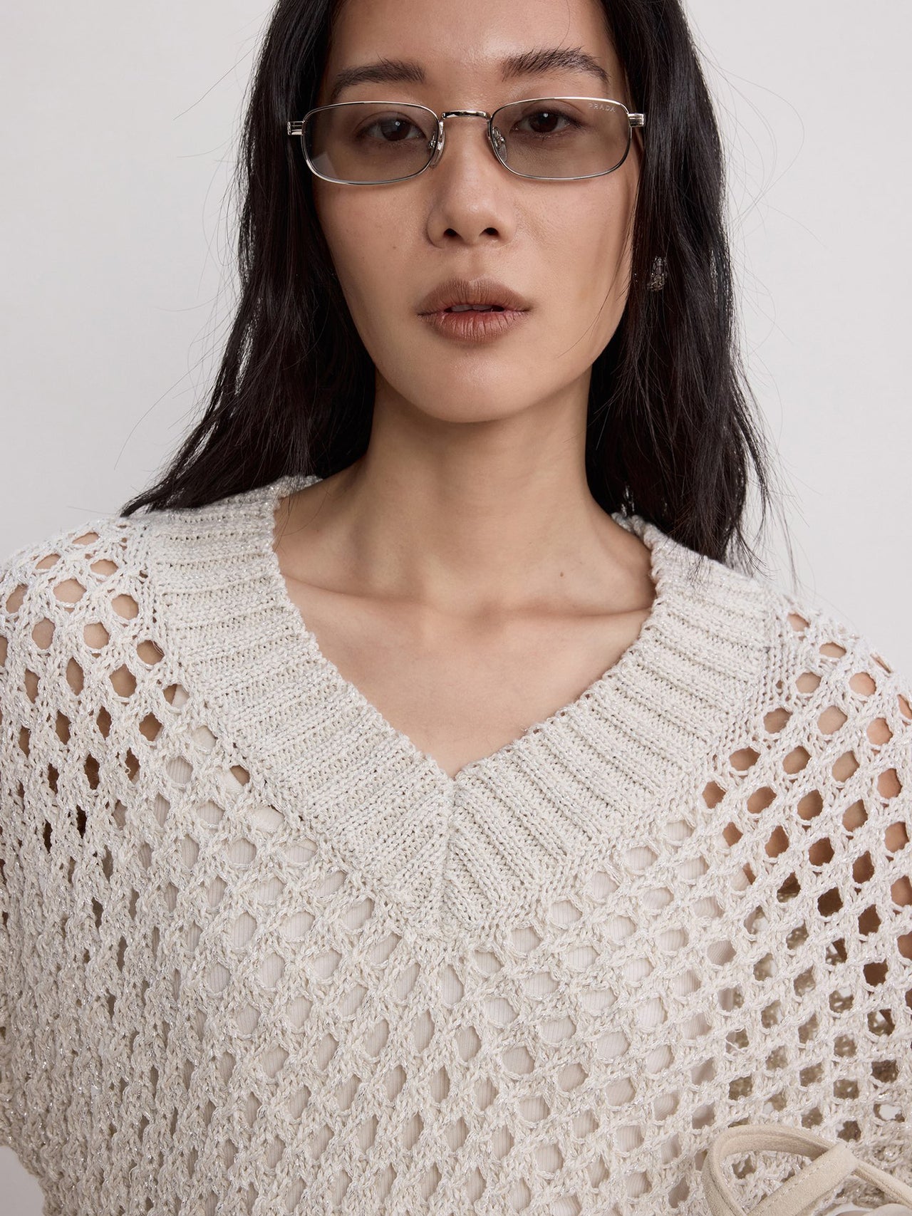 Lattice V-Neck Knit
