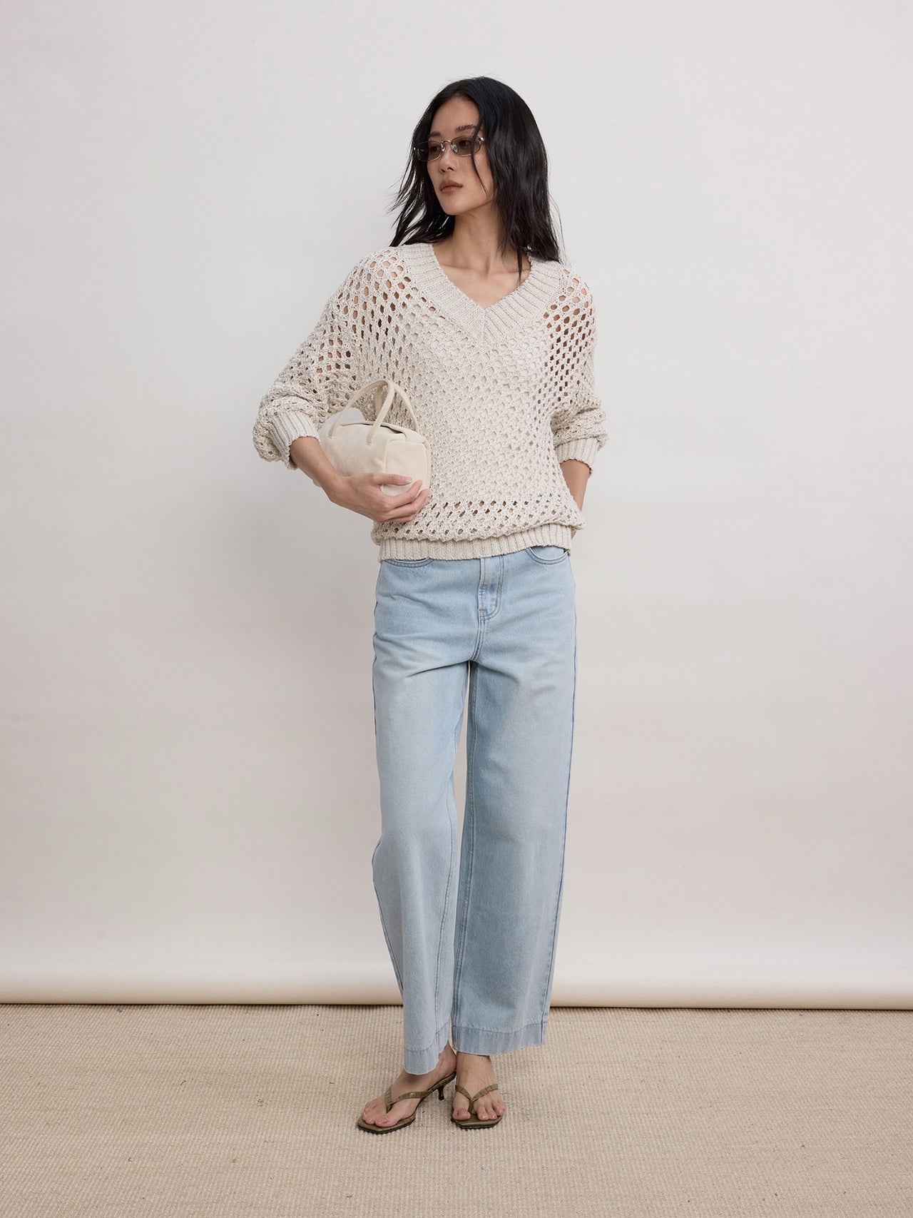 Lattice V-Neck Knit