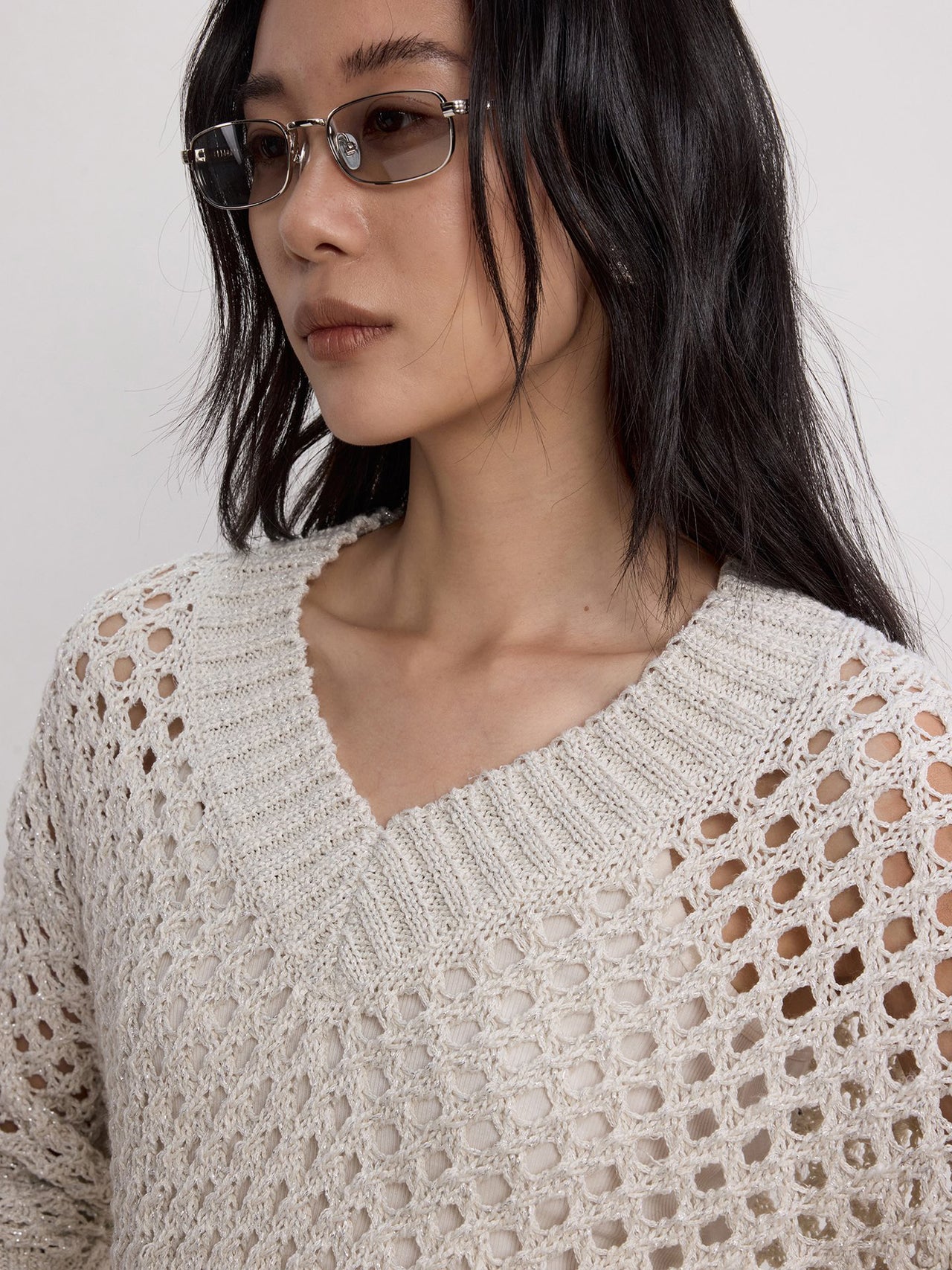 Lattice V-Neck Knit