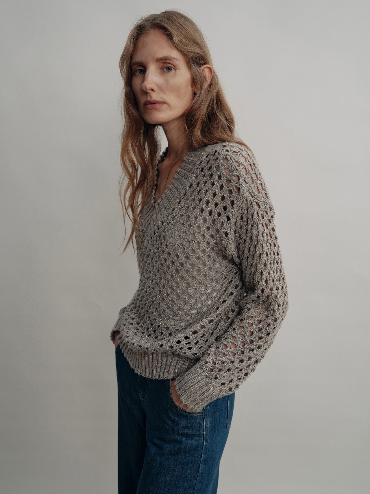 Lattice V-Neck Knit