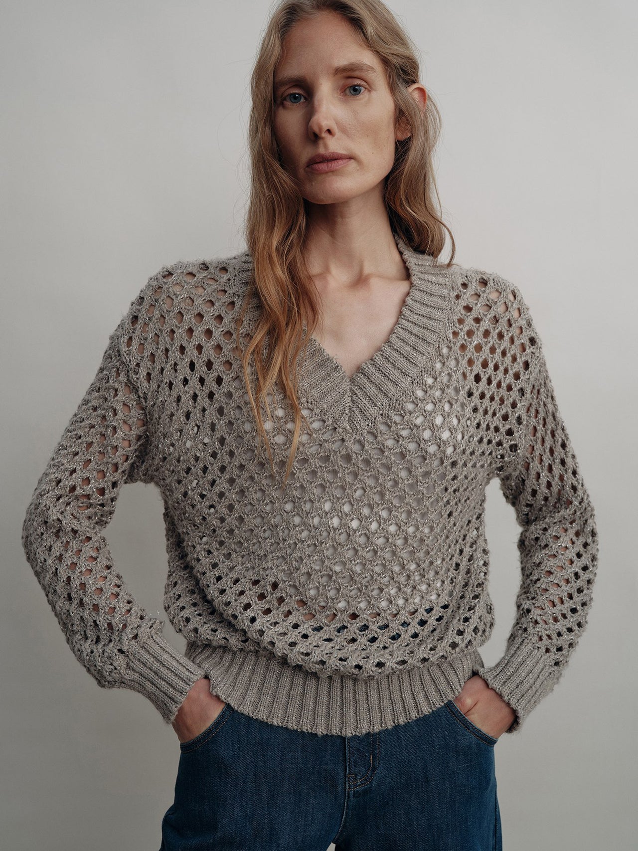 Lattice V-Neck Knit