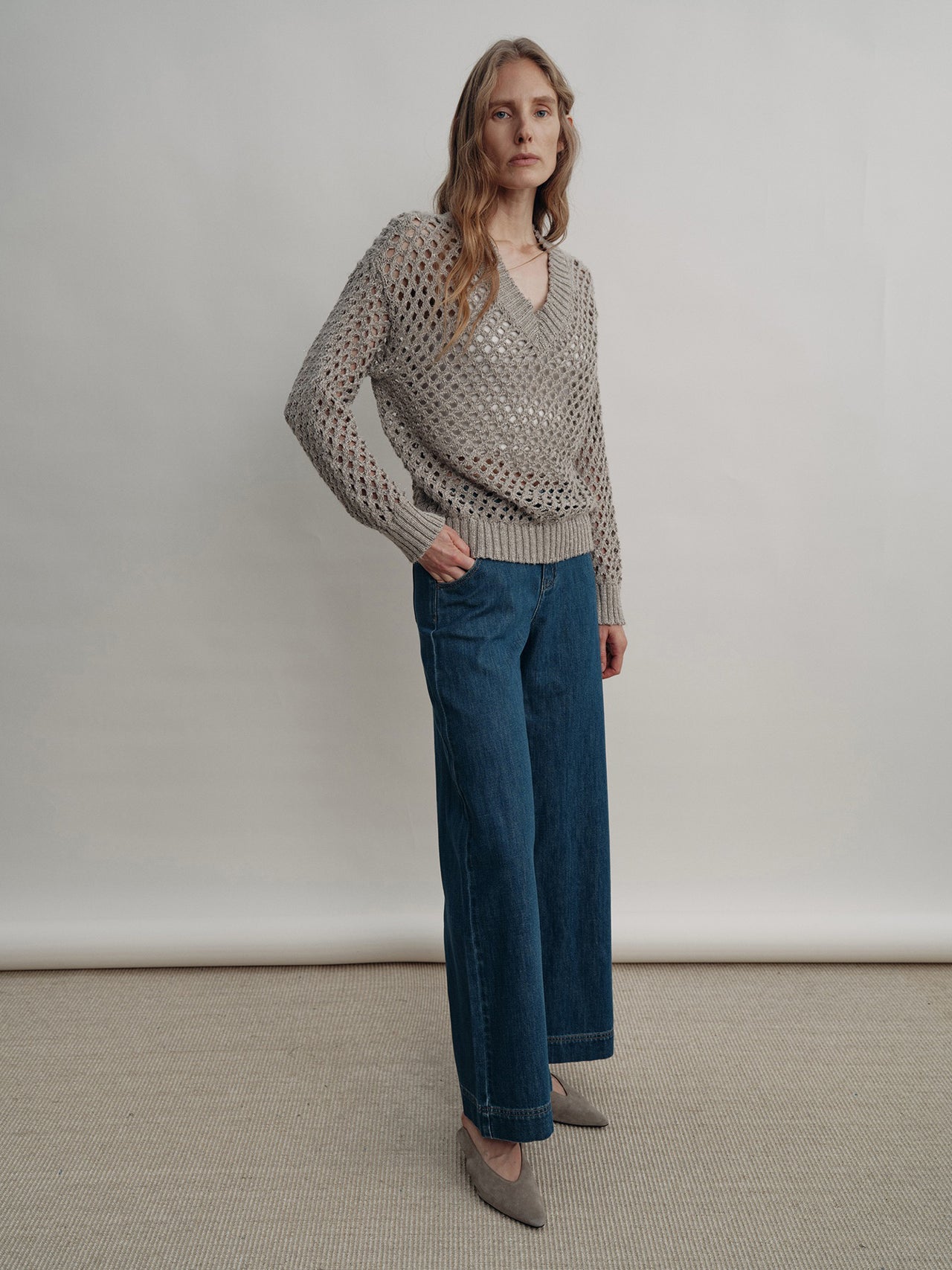 Lattice V-Neck Knit