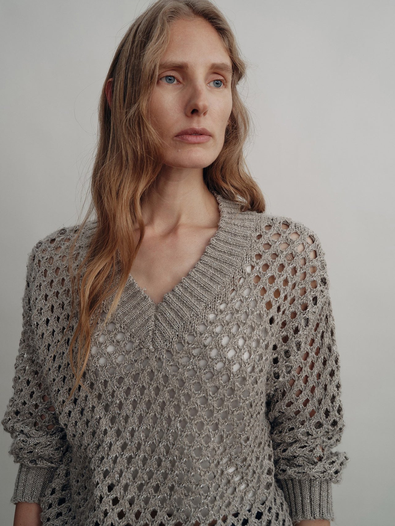 Lattice V-Neck Knit