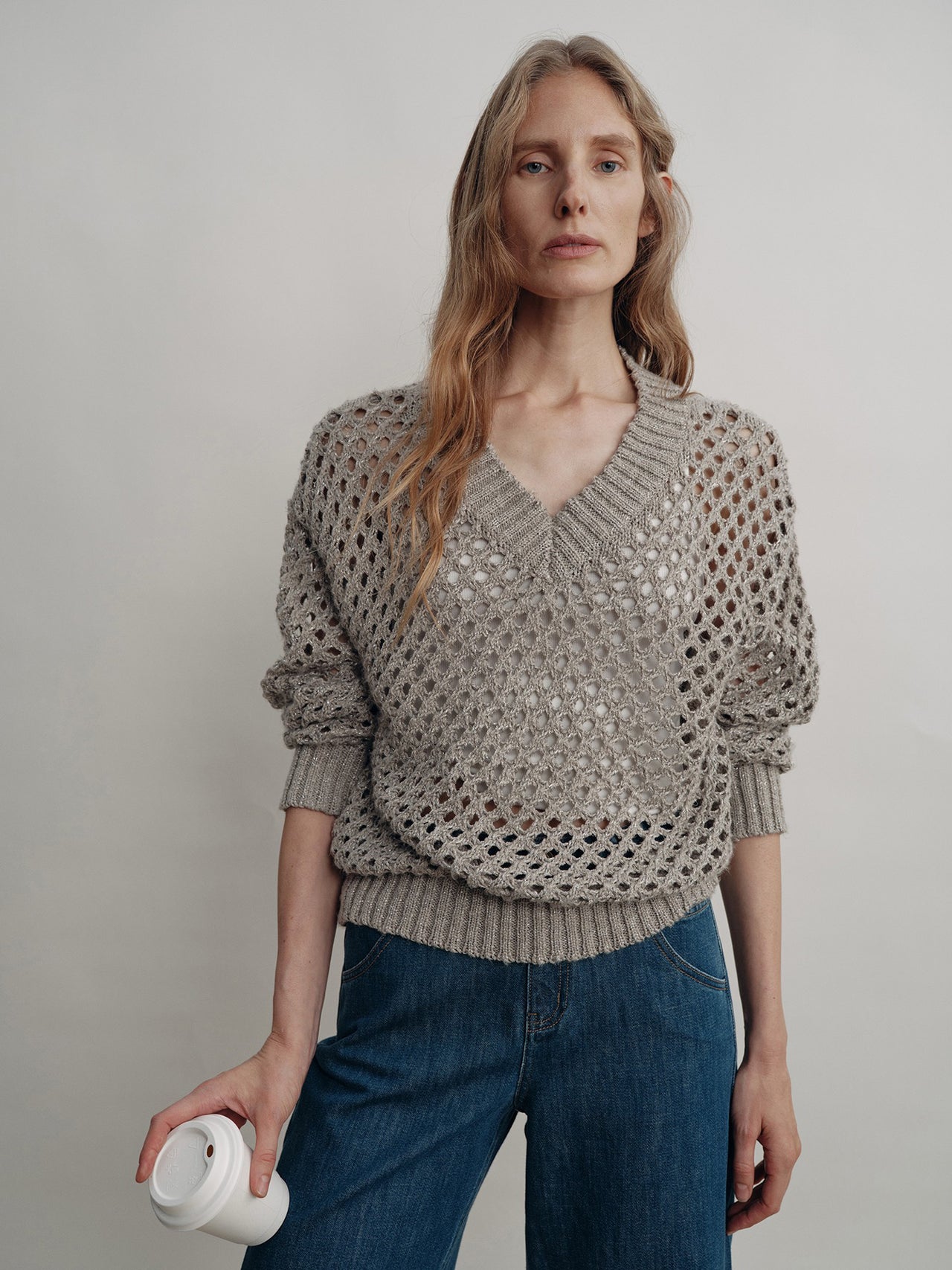 Lattice V-Neck Knit