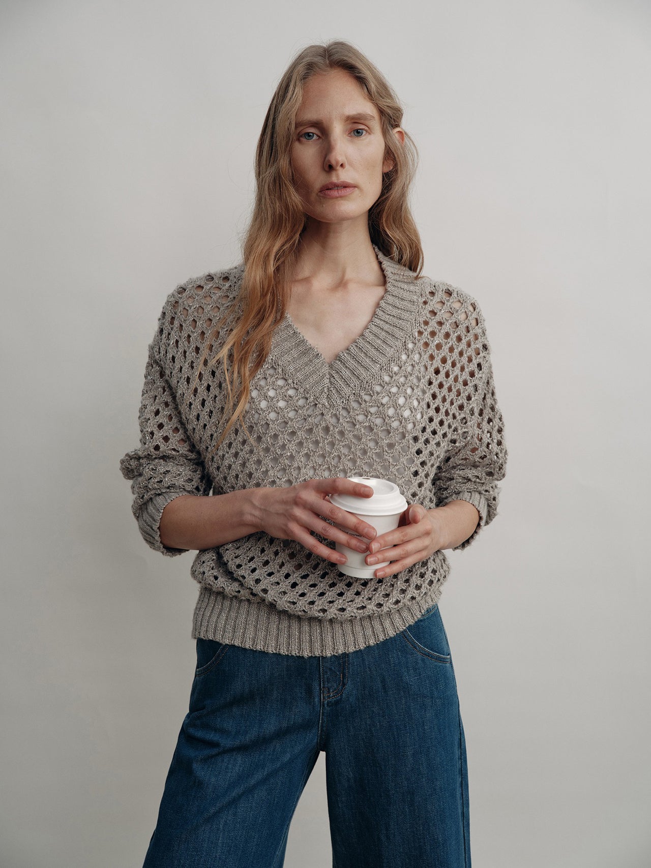 Lattice V-Neck Knit