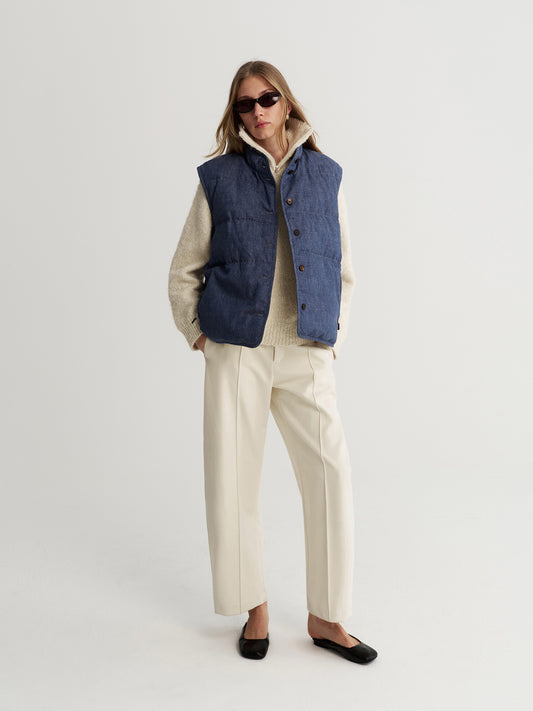 Indigo Linen Vest