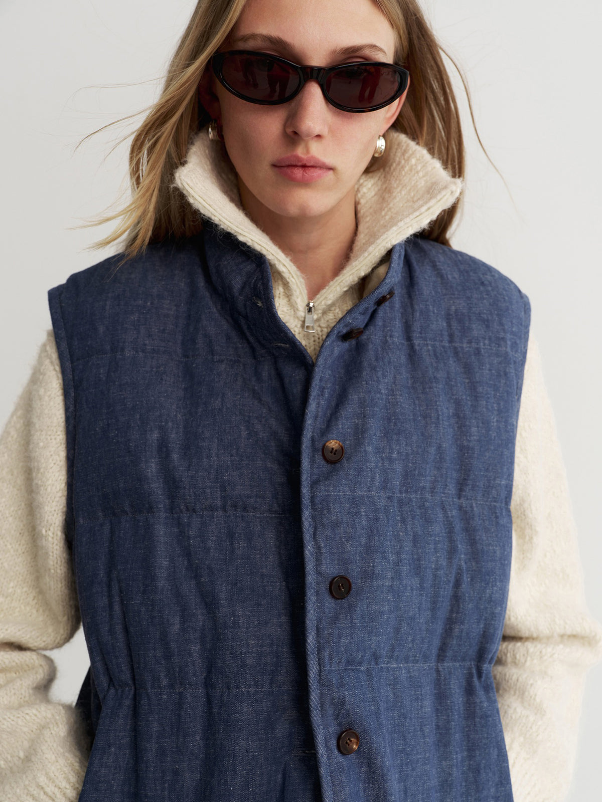 Indigo Linen Vest