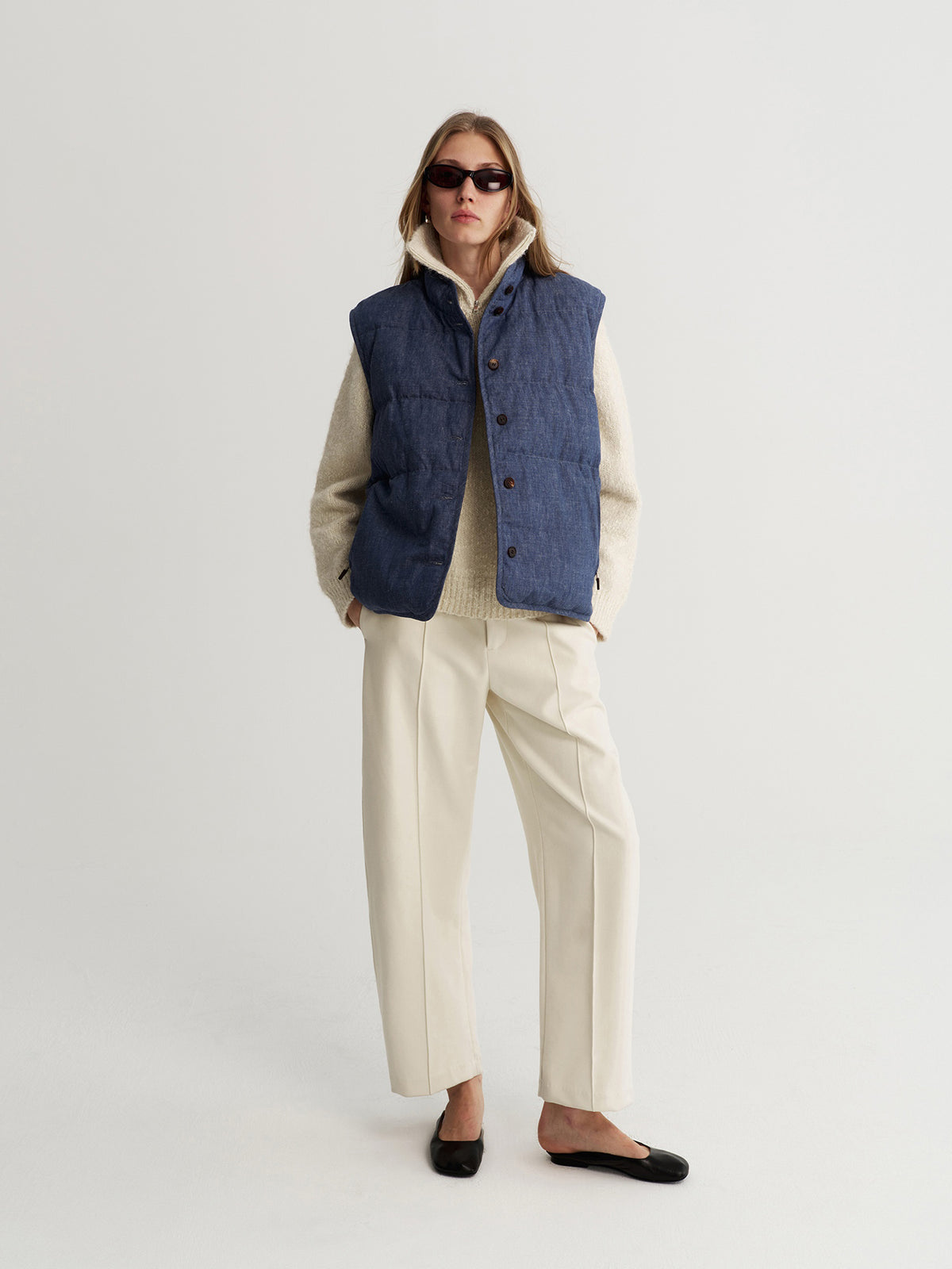 Indigo Linen Vest