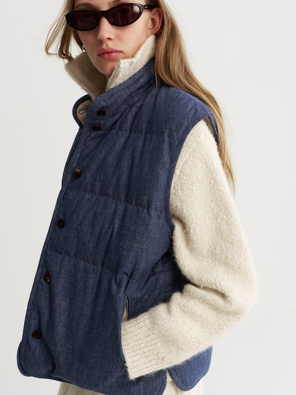 Indigo Linen Vest