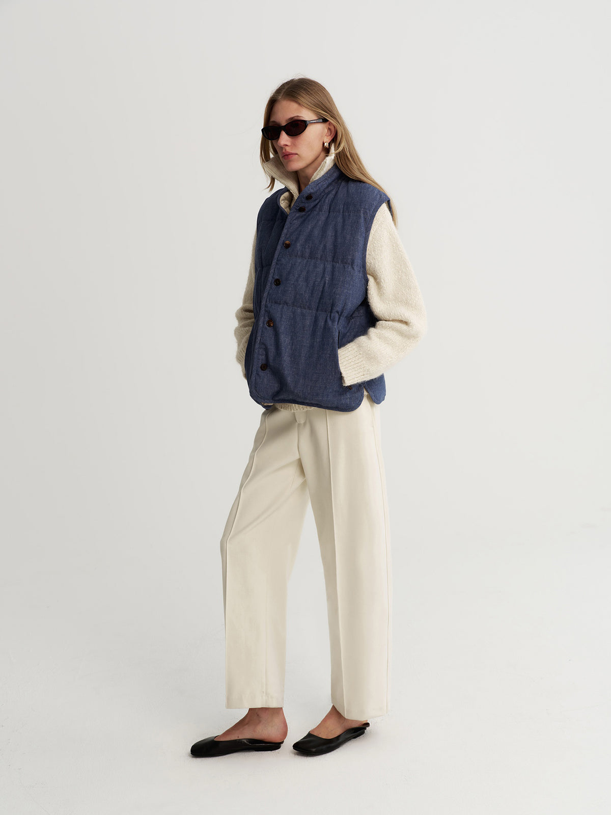 Indigo Linen Vest