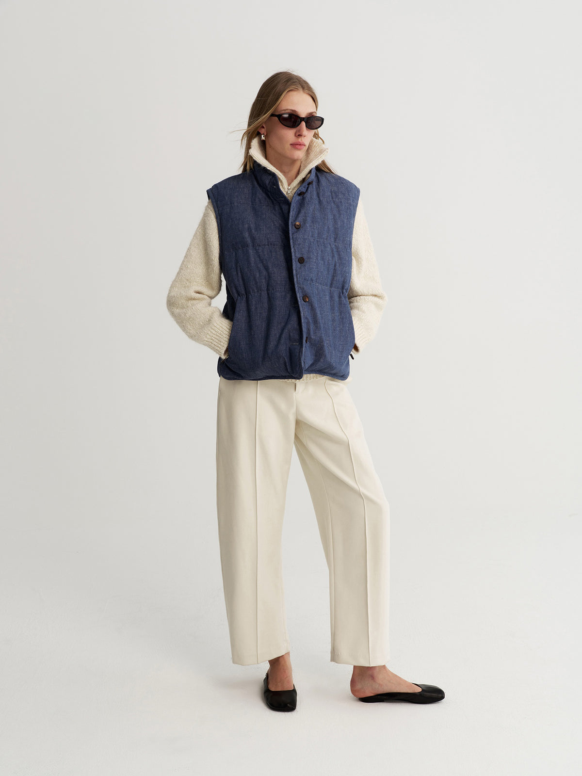 Indigo Linen Vest